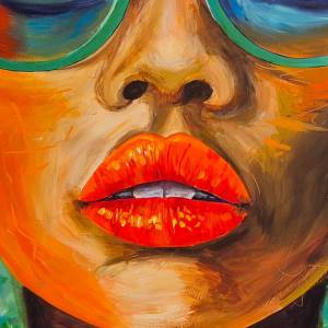 Detail Bild Mohnmädchen Lippen von Rike WolkeSieben
