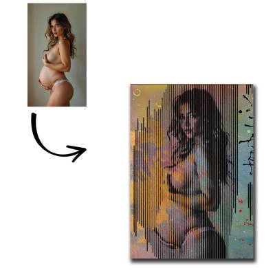 Gemälde von Schwangerschaft auf Leinwand von RikeWolkeSieben